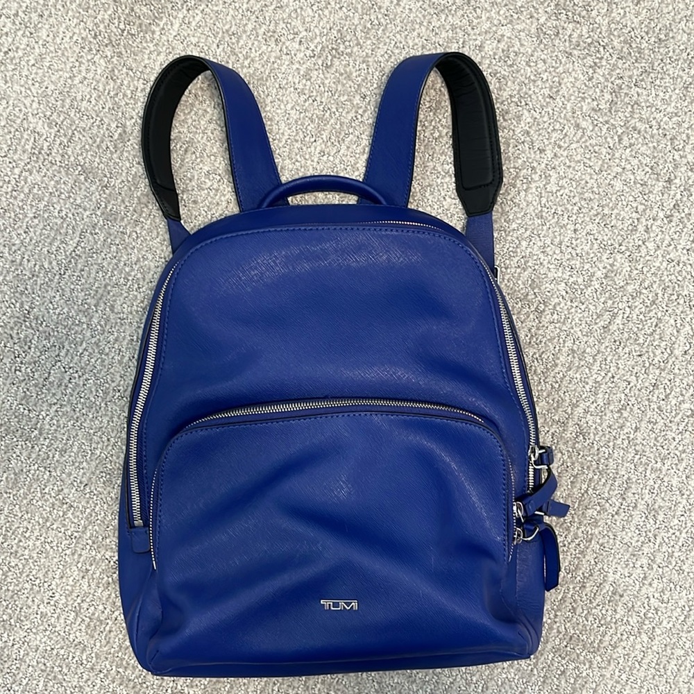 Tumi Hudson Leather Backpack in Cobalt Blue